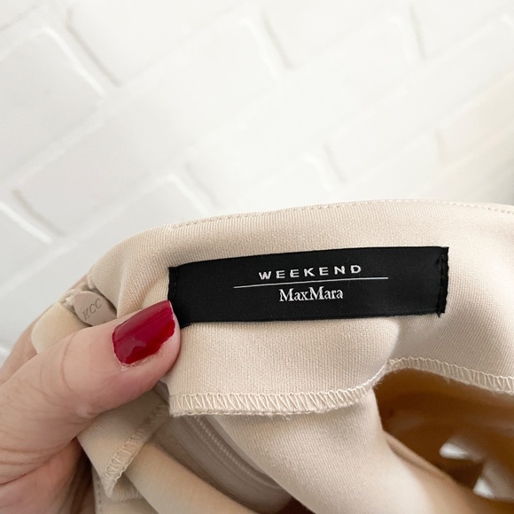 MaxMara Weekend Mini Skirt Jersey Cotton blend Stretch Hidden back zip Cream S - Picture 8 of 13